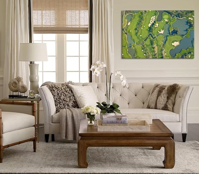 Golf Course Wall Art for Living Room Bedroom Bathroom Home Decorations Fairway Golf Course Picture Poster Canvas Prints Modern Framed Artwork Ready to Hang(18''H x 24''W)