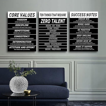 3 Pieces Motivational Canvas Wall Art Motivational Signs Picture Painting Success Entrepreneurs Quotes Posters Print Artwork for Living Room Gym School Office Stretched and Framed [60''W x 28''H]