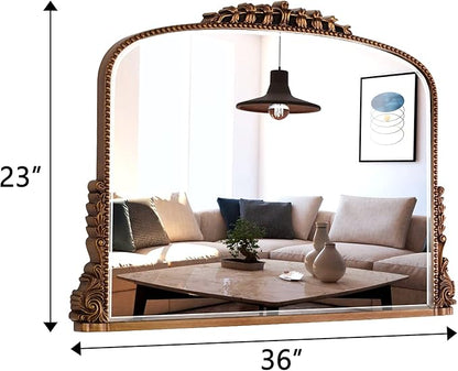 SHYFOY 36" X 23" Antique Mirrors for Wall Decor Baroque Scalloped Top, Vintage Wall Mirror Gold Decorative Mirrors for Living Room Entryway Bathroom Or Powder Room