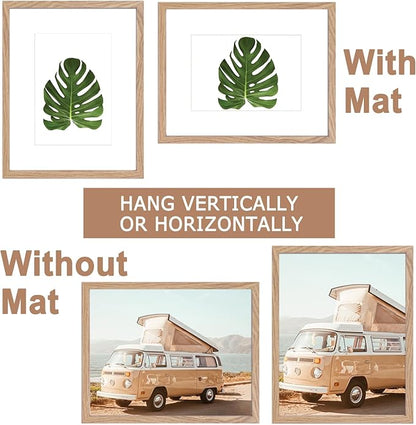 KTKDE 5x7 Picture frame Set of 2,4x6 with mat 5x7 without Mat,Modern Style Wood Composite Frame, Real Glass, Studio Gallery frame Wall Mount and Tabletop Display Family Friends Wedding Ideal Gift