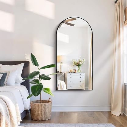 CIRCUMI Arched Wall Mirror, 24"x48" Black Arched Mirror with Tempered Glass, Metal Frame, Large Size for Bathroom, Living Room,Entryway,Over Sink, Arch Mirror for Decor,Shatterproof&Crystal-Clear
