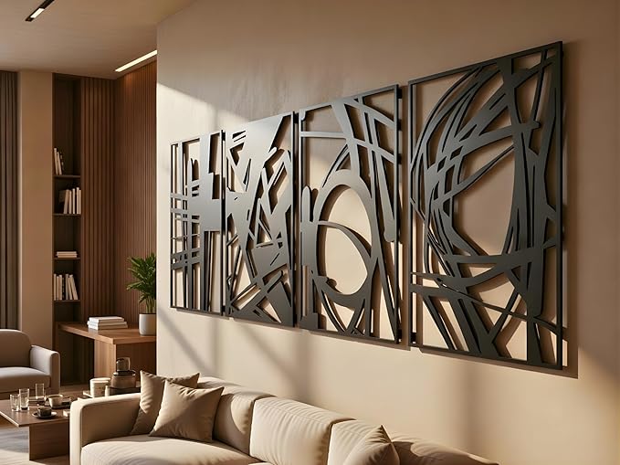 Vailla Wood Wall Art Decor Wall Hanging Sculpture Modern Home Decoration 3 Panels Nature Wall Hangings Large Wooden Wall Arr 3D Textured Sculptures for Living Room Bedroom Office Dinnig Room