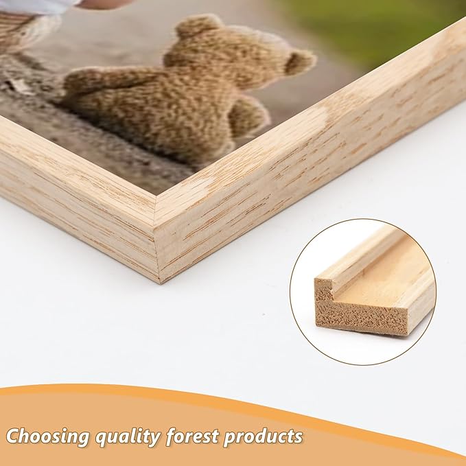 5x7 Picture Frame, OAK Wood Photo Frame with Perspex Glass for Vertical or Horizontal Tabletop Wall Display for Photos, Paintings, Posters, Artwork, Birthday Christmas Gift, Set of 2