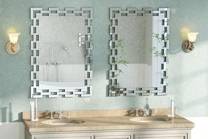 Chende Decorative Mirrors for Wall, 40''X28'' Large Bathroom Mirror with Frameless Glass Frame, Rectangle Accent Mirror for Living Room, Entryway, Dining Room, Bedroom