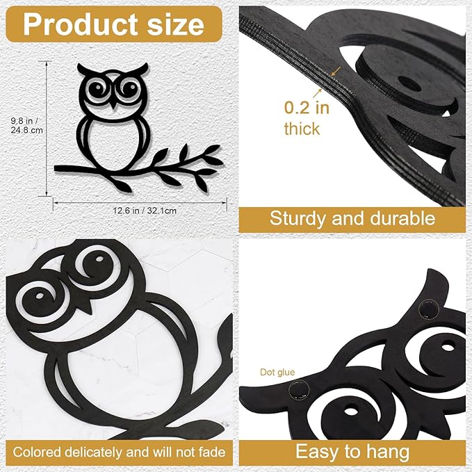Zzbakress Wooden Owl and Olive Leaf Wall Art Decoration,Wall Decor for Living Room Indoor Outdoor Decoration