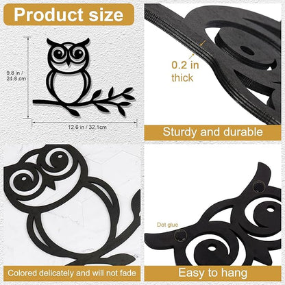 Zzbakress Wooden Owl and Olive Leaf Wall Art Decoration,Wall Decor for Living Room Indoor Outdoor Decoration
