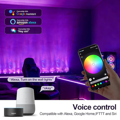 Wave Wall Light, 30W Smart RGBW Water Ripple Projector for Wall Decor – WiFi/App/Voice Controlled LED Wave Light, Color Changing Dimmable Wall Wash Lamp with Music Sync, Timer, 16M Colors
