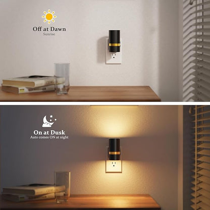 JandCase Night Lights Plug into Wall,2 Pack 10-Color Change RGB Night Light with Dusk to Dawn, 10/25/50/75/100LM Dimmable Plug in LED Nightlight for Bedroom, Hallway, Stairs
