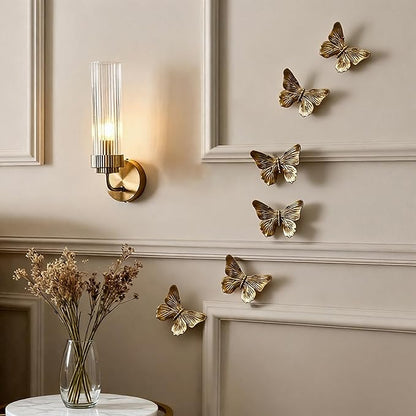 GUSFREUD 3D Butterfly Wall Decor Set – Resin Wall Decorations for Living Room, Bedroom, Garden, Yard, Outdoor and Gallery Walls - Antique Copper - Set of 6