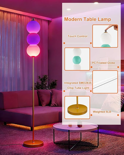 Lightdot RGB Floor Lamp with Touch Control, Dimmable Globe Modern Standing Lamp, RGB&3000K Color Changing LED Floor Lamp Ambient Lighting, Blue Tall Lamp for Living Room Bedroom Gaming Corner Decor