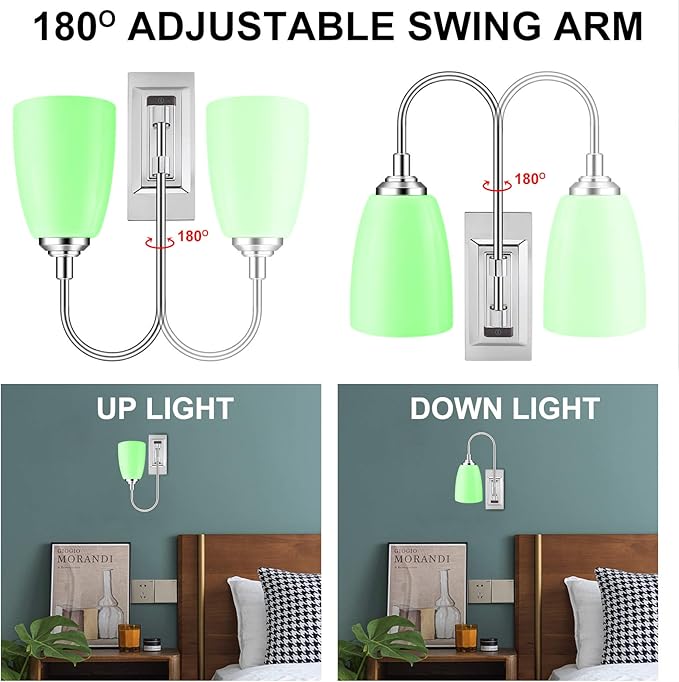 LUXSWAY 12 Colors Changing Wall Lamp, Dimmable Up Down Wall Sconce Night Light, Over Bed Headboard Light for Bedroom Hallway Home Decor- 2Pack