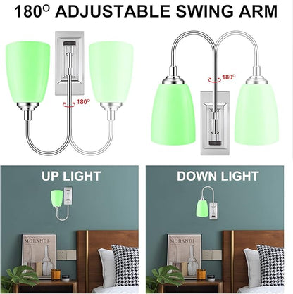 LUXSWAY 12 Colors Changing Wall Lamp, Dimmable Up Down Wall Sconce Night Light, Over Bed Headboard Light for Bedroom Hallway Home Decor- 2Pack
