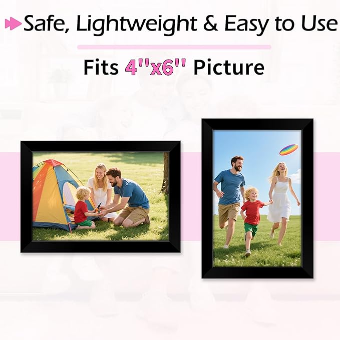 4x6 Picture Frames 2 Pack, 4 by 6 Black Frames, Lightweight Photo Frame with HD Plexiglass for Wall and Tabletop Display, Collage Frames for Graduation Home office Wall Decor