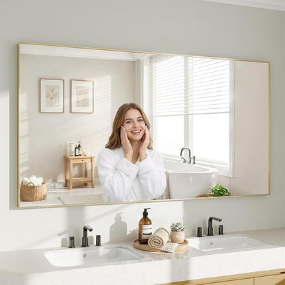 Koonmi Gold Mirrors for Wall, 30x60 Inch Bathroom Mirror, Rectangular Wall Mirror for Living Room Bedroom Bathroom, Hangs Horizontally or Vertically