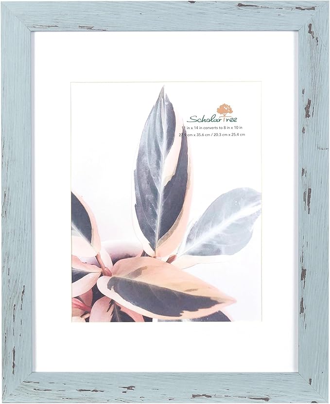 11x14 Picture Frame, Wall Gallery Photo Frame, Displays 11x14 inches without Mat or 8x10 inches with Mat, Blue 11x14 Frames