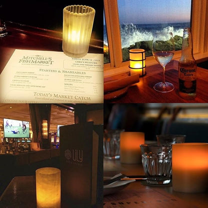 CD-RC-6ST-A Rechargeable LED Electric Candles, Flameless Flickering Tea Lights, Set of 6, Amber Color
