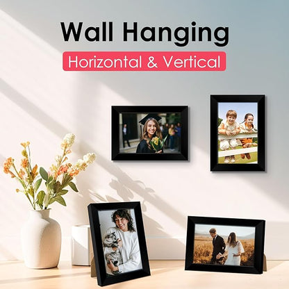 FIXSMITH 4x6 Picture Frame, Black Photo Frames with HD Plexiglass for Wall Hanging or Tabletop Display, 2 Pack