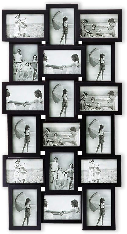 HELLO LAURA - Photos Collage Frame for Wall 18 Opening Picture Frames in 4x6 Inch Photo Frames Collage for Wall Decor for Family Friends Gifts for Home Living Room - Classic Black