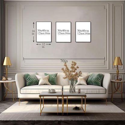 Bwodke Canvas Wall Art Framed Mountain Wall Art Set of 3 Boho Watercolor Nature Landscape Picture Decor Sun Forest Abstract Prints Artwork Painting for Living Room Bedroom Office 12"x16"