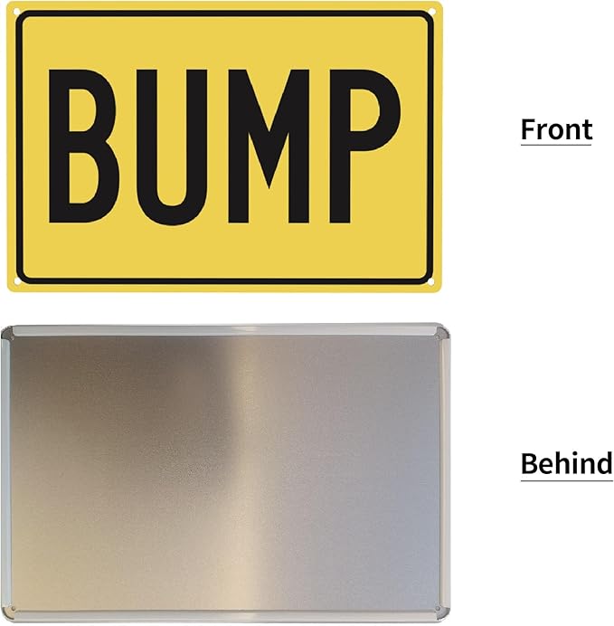 Tin Sign Warning Bump, Road Business 8x12 Inches Aluminum Metal Vintage Sign