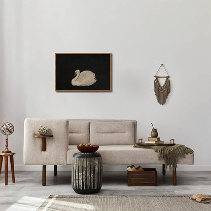 OIQArtOIQ Vintage Framed Wall Art Moody Grace Swan Canvas Art Prints Rustic Farmhouse Pictures Wall Decor Modern Cottagecore Paintings Artwork For Bedroom Kitchen Bathroom Office Living Room