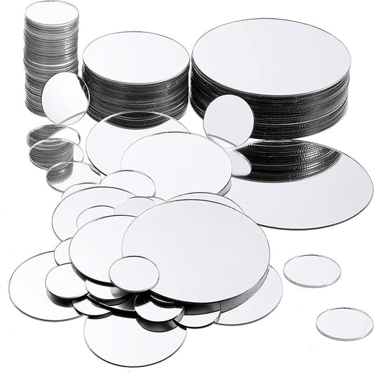 Jetec 40 Pieces Mini Size Round Mirror Small Round Mirror Adhesive Tiles Home Decoration for Crafts and DIY Projects Supplies(1 Inch, 2 Inch, 3 Inch)