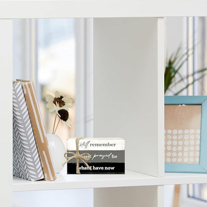 Decorative Books for Home Decor, Wood Book Stack for Table Decor, I Still Remember The Days I Prayed Decoration Books for Living Room Bookshelf Office, Farmhouse Stacked Books Decoration (L85)
