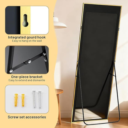 Simple Deluxe Full Length Mirror, 68"×26" Large Floor Mirrors, for Wall Door Bedroom Bathroom Living Room (Gold)