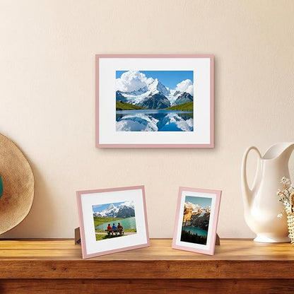 Giftgarden 14 Pack Pink Picture Frames Set, 2pcs 11x14 Matted for 8x10, 6pcs 8x10 Matted for 5x7, 6pcs 5x7 Matted for 4x6, Gallery Frame Collage for Wall or Tabletop Display