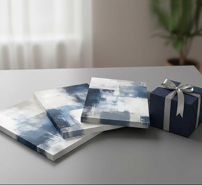 3 Pcs Navy Blue Abstract Canvas Wall Art Modern Minimalist Neutral Blue and Grey Paintings Pictures Wall Decor Poster Print Artwork for Living Room Bedroom Office Home Decoration
