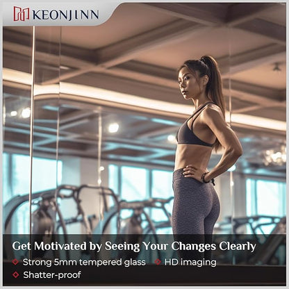 Keonjinn 60" x 24" x 2Pcs Home Gym Mirror, Large Wall Full Length Workout Mirror for Fitness, Yoga, Garage, Dance Studio Decor, Wall Mounted