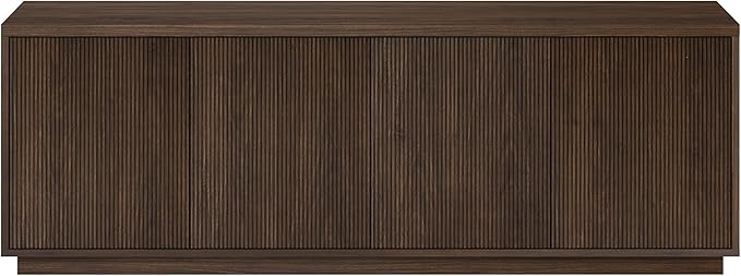 Henn&Hart Fluted TV Stand for TVs up to 75" with 2 Concealed Ribbed Storage Cabinets and Adjustable Shelves for Living Room, Family Room, or Office, Rich Brown