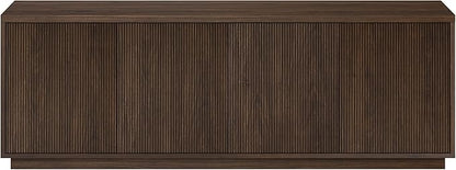 Henn&Hart Fluted TV Stand for TVs up to 75" with 2 Concealed Ribbed Storage Cabinets and Adjustable Shelves for Living Room, Family Room, or Office, Rich Brown