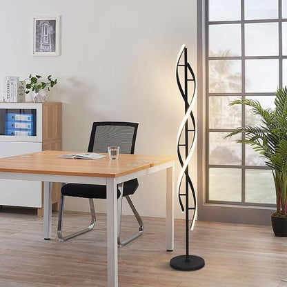ADISUN 40W LED Floor Lamp Remote Control Dimmable Spiral Floor Lamp Indoor Tall Lamp Floor Lamps for Living Rooms Family Rooms Bedrooms Offices Lighting (Black)