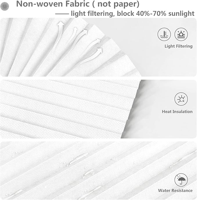 Window Blinds Cordless No Drill Cut to Size Clip On Stick On Self Adhesive Temporary Blinds Pleated Paper Blinds for Windows Doors Shades for Home Nursery Bedroom Kitchen Bathroom