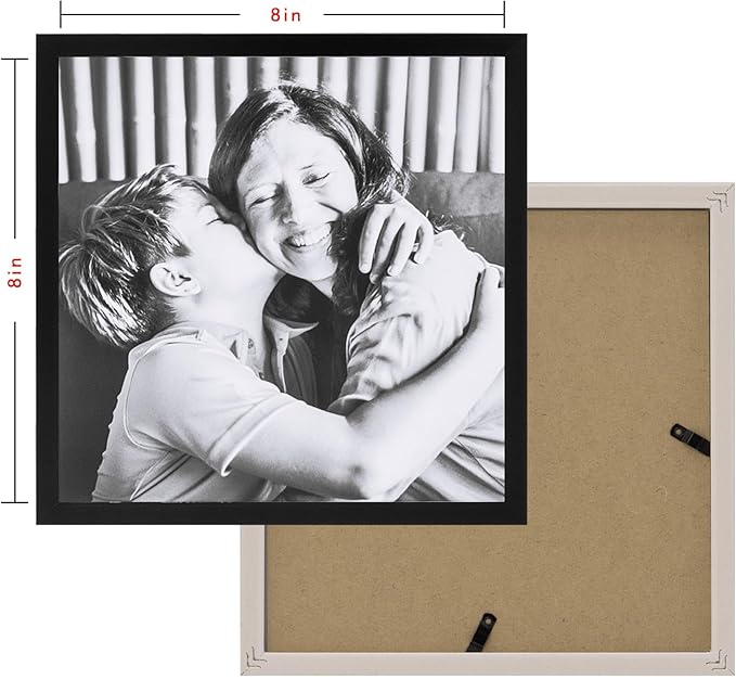 ArtbyHannah Photo Collage Frames for Wall, 8x8 Inch Square Picture Frame for Living Room or Staircase Decoration (Black, 9 Pack)