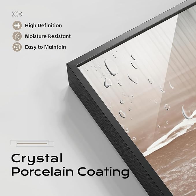 Large Framed Long Narrow Vertical Abstract Wall Art Set of 2, Premium Crystal Porcelain Canvas Prints, Navy Blue Gold Modern Design - Perfect for Entryway, Hallway, Living Room, Bedroom - 63x10 inch