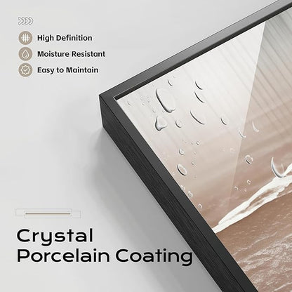 Large Framed Long Narrow Vertical Abstract Wall Art Set of 2, Premium Crystal Porcelain Canvas Prints, Navy Blue Gold Modern Design - Perfect for Entryway, Hallway, Living Room, Bedroom - 63x10 inch