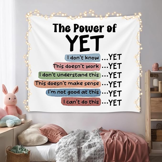 Soft Flannel Wall Tapestry – The Power of Yet Inspirational Tapestry,Cute Wall Hanging Decor for Bedroom Living Room Kids Room Decor,Birthday Party Wall Art Decoration 59x51 inch(Colorful-The power)
