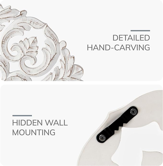 JFY Designs Wall Medallion - Wooden Wall Decor, Hand Carved & Embossed Decorative Wall Sculpture, Boho Farmhouse Wall Art, Perfect for Home, Office or any Living Space