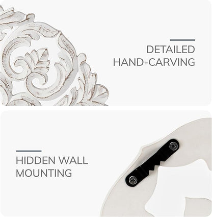 JFY Designs Wall Medallion - Wooden Wall Decor, Hand Carved & Embossed Decorative Wall Sculpture, Boho Farmhouse Wall Art, Perfect for Home, Office or any Living Space
