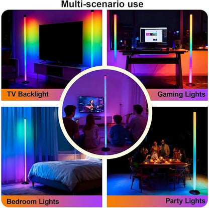 Ledagic Led Corner Floor Lamp USB Powered with App & Remote Control, IC+RGBW Color Changing Led Lamp Music Sync, Timer Setting, Standing Lamps for Living Room Lamp Bedroom Gaming Room, 1 Pack