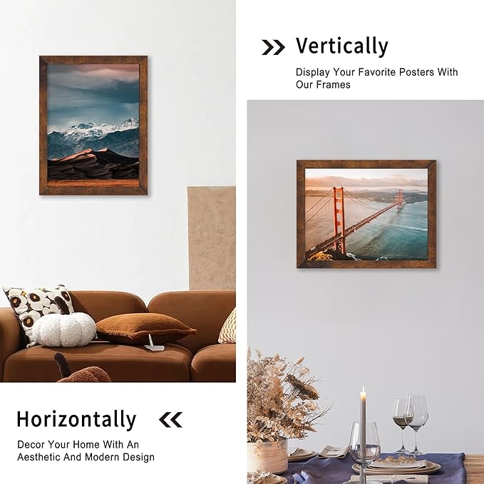 iRahmen 12x16 Picture Frame with Plexiglass - Wooden Poster Frame for Photo Wall Gallery Mounting (Dark Brown, Set of 2)