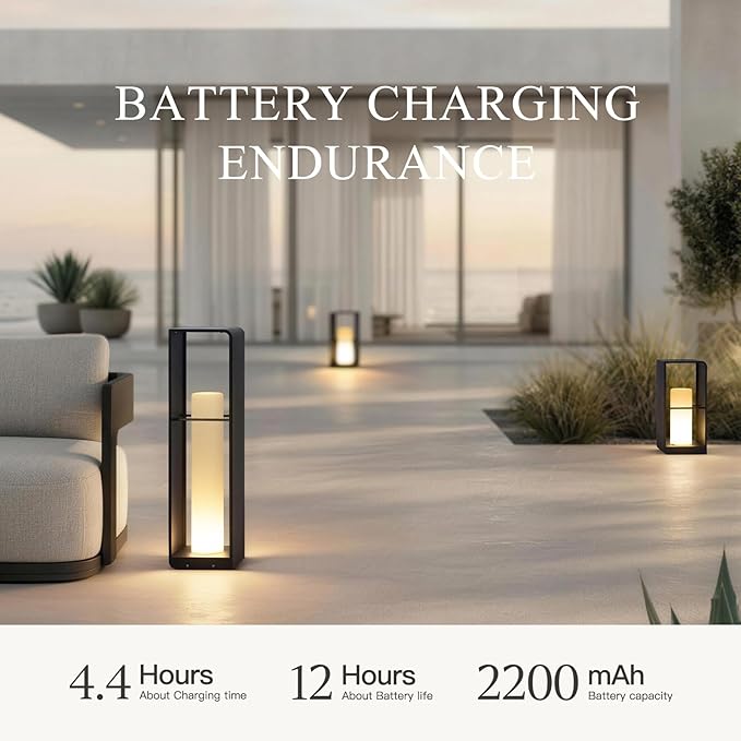 Smart Floor Lamp Dimmable, Cordless Dusk to Dawn Solar Lanterns Outdoor, Large Led Corner Floor Lamps with Remote Control, IP65 Waterproof Outdoor Lamp for Patio Driveway Garden Yard Lawn Decor