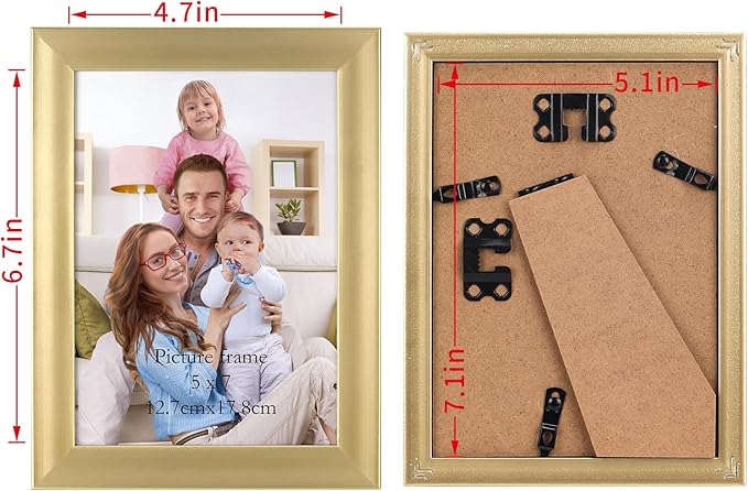 Giftgarden 5x7 Picture Frame Gold Set of 12, Multi Modern 5 x 7 Frames Bulk for Wall or Tabletop Display