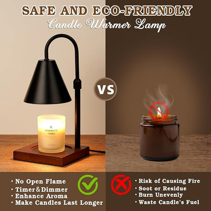 Modern Candle Warmer Lamp 2 Pack, Dimmable Candle Lamp Warmer with Timer, Mothers Day Birthday Gifts for Women Who Have Everything, Height Adjustable Candle Lamp, Cozy Living Room Bedroom Decor