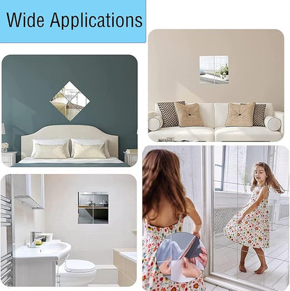 16"x12" Acrylic Mirror Sheet, Flexible Non Glass Body Mirror Tiles Large Self Adhesive Mirror Stickers for Bathroom Bedroom Home Wall Decor (1pc)