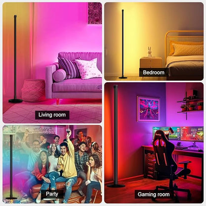 LED Floor Lamp, 63-Inch RGB Corner Light with Music Sync, Smart App Control, 16 Million Colors, Remote Control for Living Room, Bedroom, Gaming Room