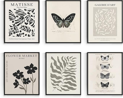 Habseligkeit Butterfly Master Wall Art Prints, Abstract Matisse Wall Art Exhibition Posters, Vintage Wall Art Prints, Retro Room Decor for Aesthetic Bedroom 8x10inch, Unframed