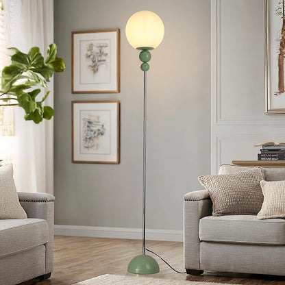 DEC LUCE DECOLUCE LIGHTING Modern Floor Lamps for Living Room, Globe Glass Shade Floor lamp for Bedroom, Standing lamp for Office, Corner(Pastel Green)